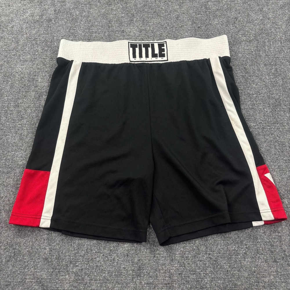 TITLE‎ Boxing Shorts Medium Black White Red Polyester Athletic Mens